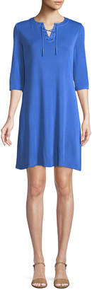 Misook 3/4-Sleeve Lace-Up Shift Dress