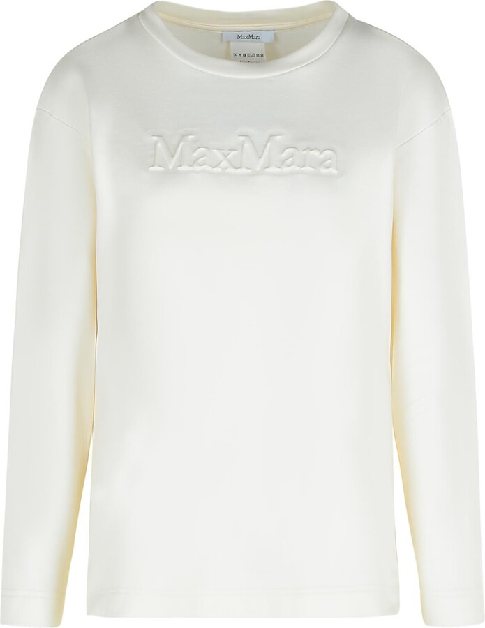 Max Mara 'berma' Sweatshirt In White Silk And Cotton