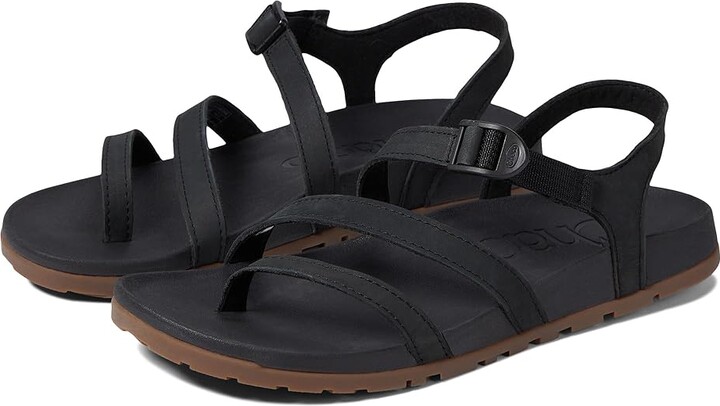 Chaco Lowdown Leather Strappy Women's Sandals Black 1 : 10 B - Medium, Leather/Rubber