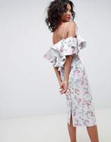 Thumbnail for your product : ASOS Edition Floral Jacquard Ruffle Midi Dress