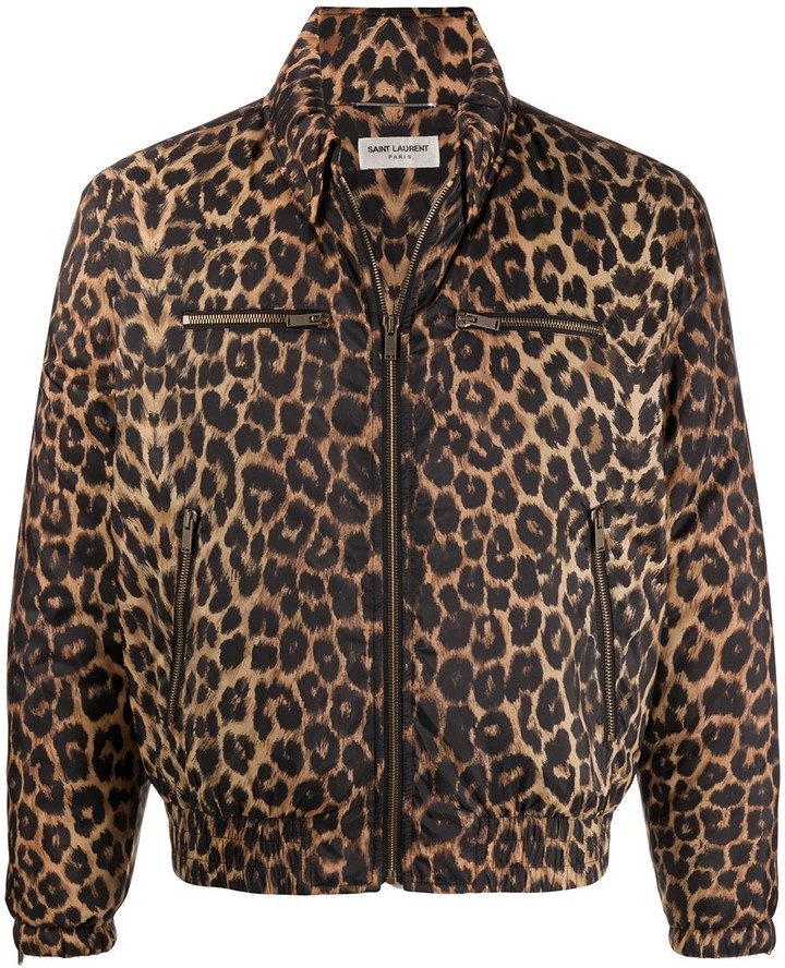 mens leopard bomber jacket