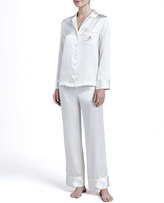 Thumbnail for your product : Neiman Marcus Solid Silk Satin PJ Set & Silk Pajamas, Ivory