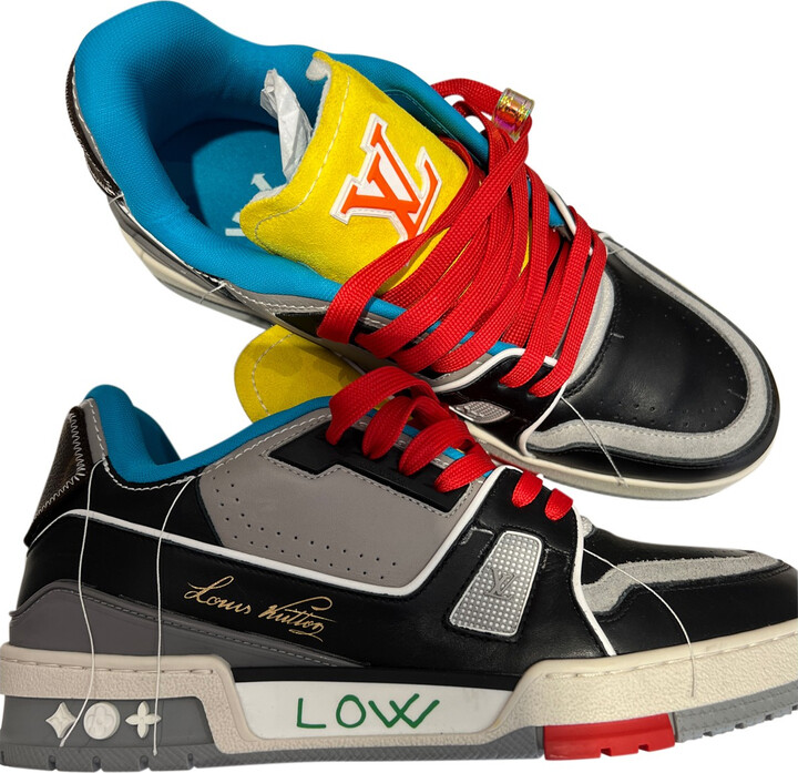 Louis Vuitton Blue Suede and Monogram Denim LV Trainer Sneakers Size 44.5  Louis Vuitton