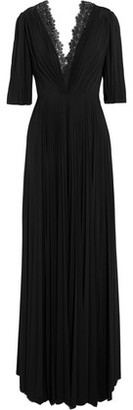 Catherine Deane Halaya Lace-Trimmed Pleated Satin-Jersey Maxi Dress