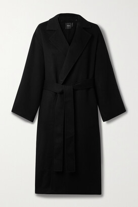 Theory Belted Wool And Cashmere-blend Coat - Black