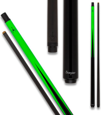 Scorpion Cues Scorpion SCO123 Carbon Fiber Sneaky-Pete Pool Cue - Lime Green w/ Black Points