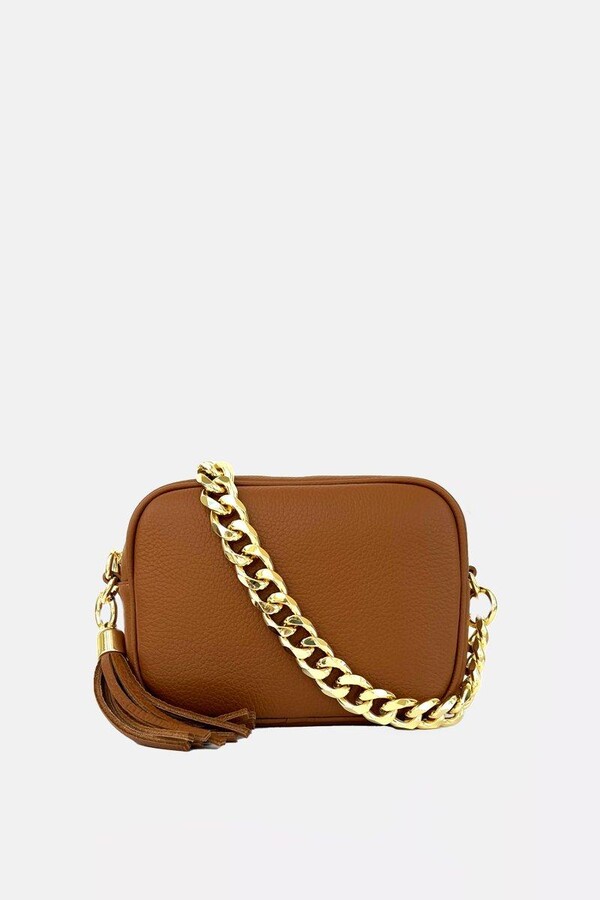 Apatchy London Tan Leather Crossbody Bag With Gold Chain Strap ShopStyle