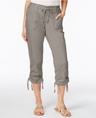 INC International Concepts Ruffled-Waist Cropped Cargo Pants, Created for Macy's
