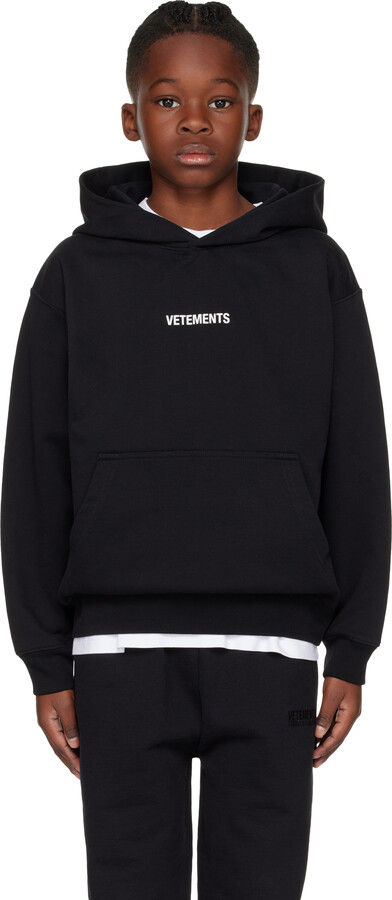 VETEMENTS Kids Black Logo Hoodie