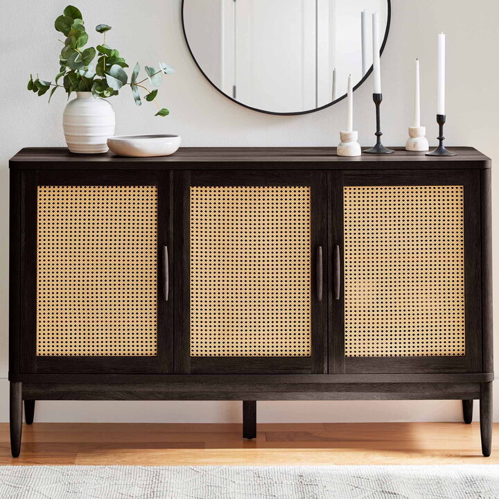 Better Homes & Gardens Springwood Caning Sideboard, Charcoal Finish BOX 2