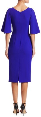 Theia Crepe Flutter-Sleeve Cocktail Dress
