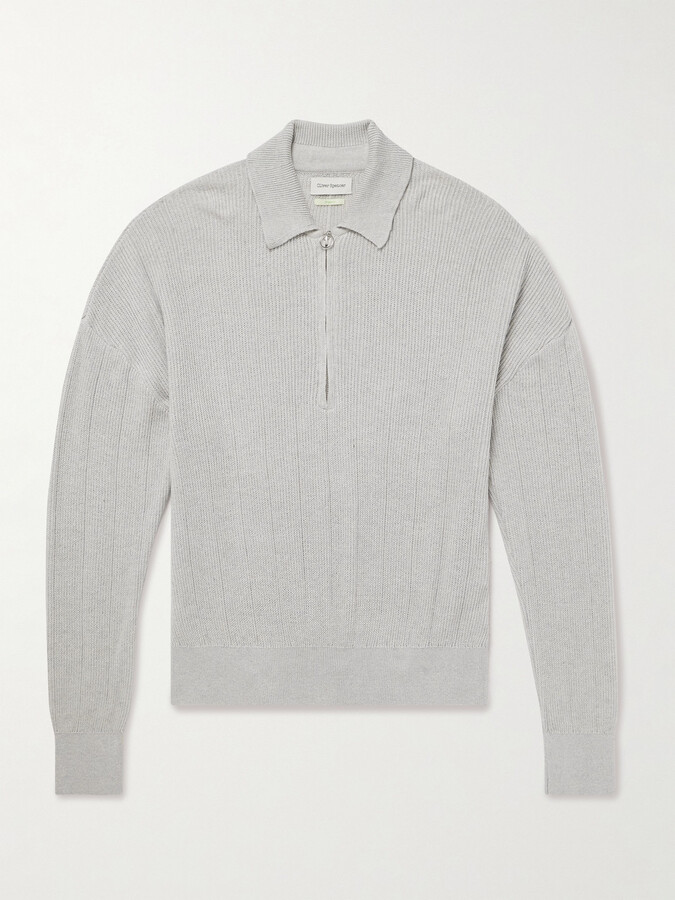 Oliver Spencer Brice Ribbed Organic Cotton and Merino Wool-Blend Half-Zip Sweater