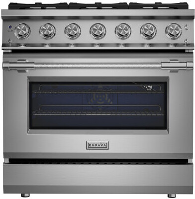 Empava 36 In. Slide-in Gas Range, 5.2 Cu Ft Convection Oven, 6 Sealed Burners, Convertible To Propane In Stainless Steel