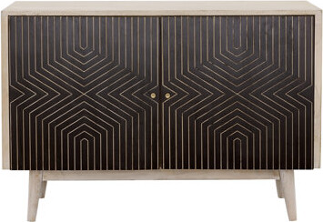 Corrigan Studio 2-door Wood Cabinet With Mid-century Design White Washed And Black Finish 16 Inches Deep 30 High For Main Living Space Tapered Legs Modern Tall R