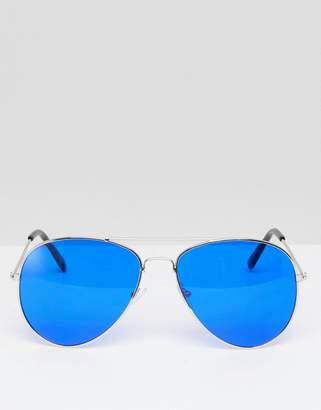 7x Aviator Sunglasses With Coloured Lens And Brow Bar