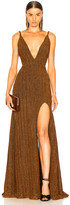Thumbnail for your product : PatBO Pleated Lurex Gown in Copper | FWRD