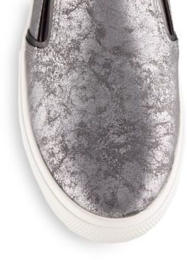 Kenneth Cole Reaction Distressed Metallic Faux Leather Slip-On Sneakers