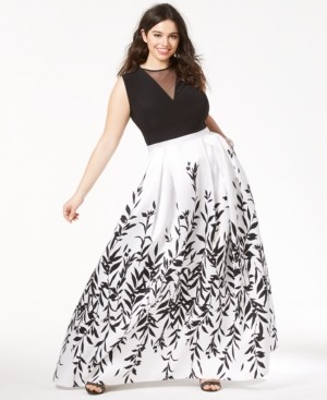 Morgan & Company Trendy Plus Size Printed A-Line Gown
