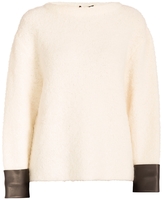 Thumbnail for your product : Gucci Leather Cuff Boucle Knit Sweater