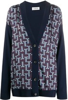 Thumbnail for your product : Lanvin Logo-Print Panelled Cardigan