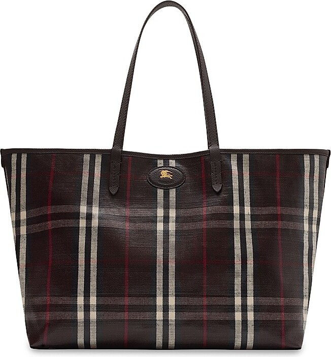Women's Highlands Checked Tote Bag - Mahogany