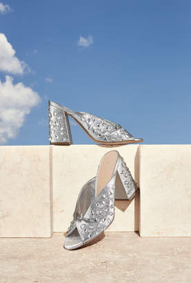 Loeffler Randall Laurel Crinkle Metallic Mule Sandal with Jewels