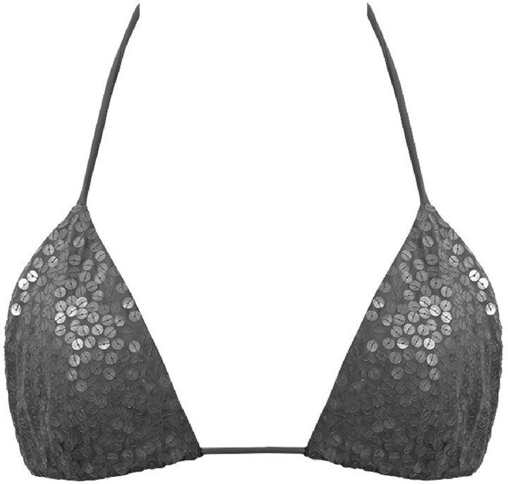 ISAMEL - The Sequined String Bikini Top - Hematite - ShopStyle Two Piece  Swimsuits