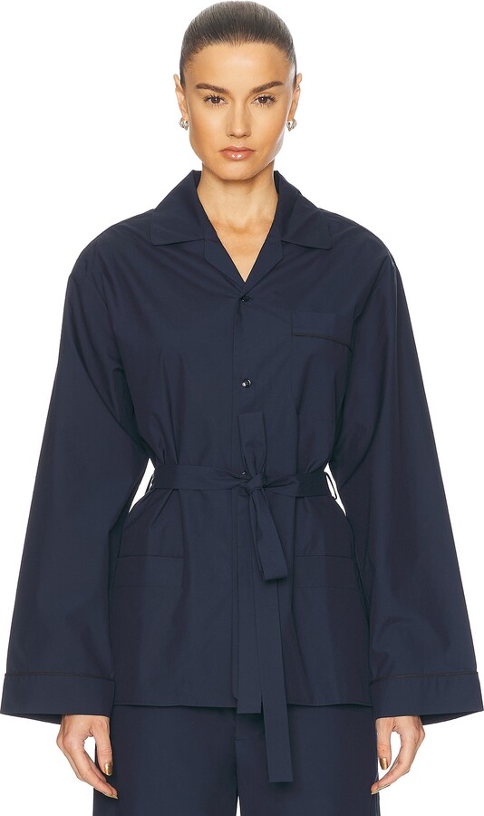 OURS THE BRAND The Camicia Robe Top in Navy
