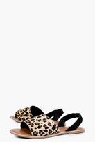 Thumbnail for your product : boohoo Heidi Leather Hair Two Part Peeptoe Sandal
