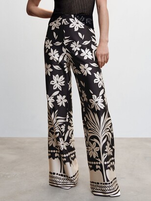 Mango Floral Palazzo Trousers in Blue  Lyst UK