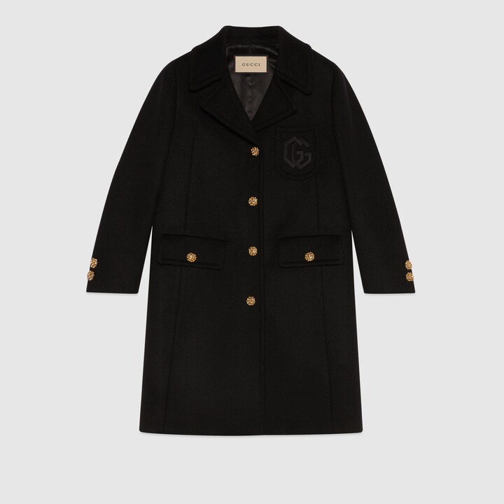 Gucci Double G embroidery wool coat