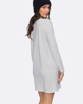 Roxy Womens Just Simple Striped Long Sleeved T Shirt Dress