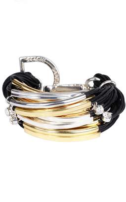 Saachi Black Multi-Bar & Crystal Charm Bracelet