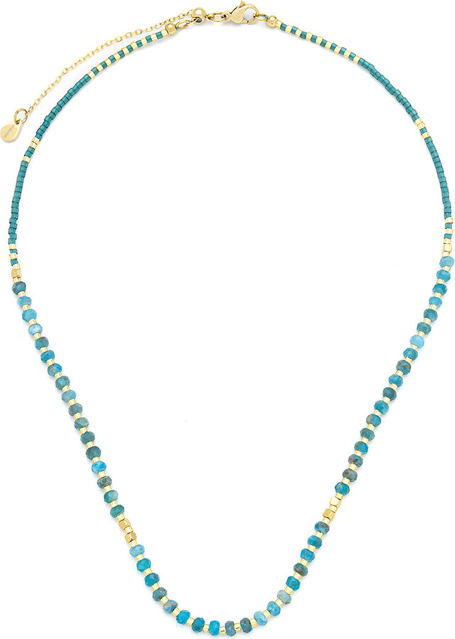 Kamaria Lumira Mini Gemstone Necklace With Miyuki Beads - Blue Apatite