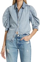 Thumbnail for your product : Frame Ruched Puff-Sleeve Denim Shirt