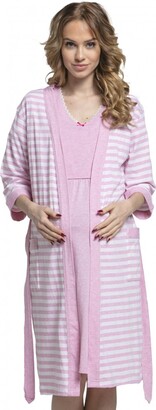 190c Women's maternity breastfeeding stripes set robe nightdress Zeta Ville 