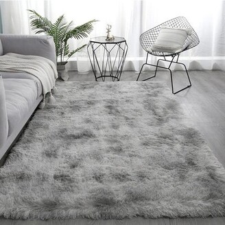 Everly Quinn Modern Gray Area Rugs, Super Soft Fluffy Carpets