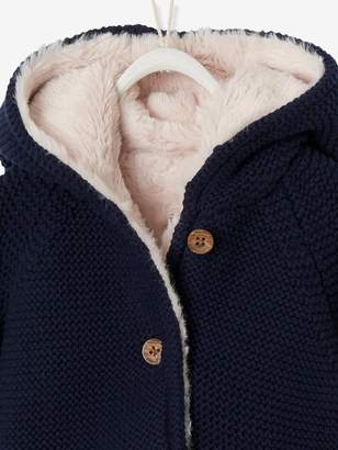 Vertbaudet Knitted Cardigan, with Plush Lining, for Baby Girls