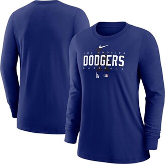 Women's Los Angeles Dodgers New Era White/Royal Lace-Up Long Sleeve T-Shirt