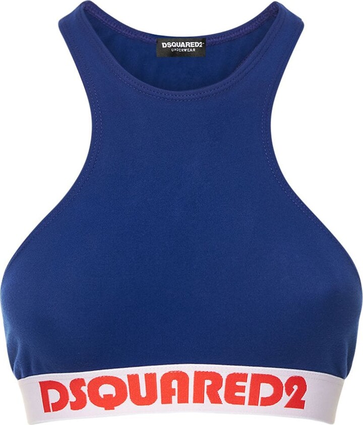 DSQUARED2 Logo stretch cotton jersey bra top ShopStyle