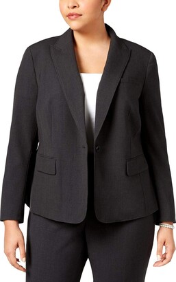 Anne Klein Women's Plus Size Solid 1 Button Jacket