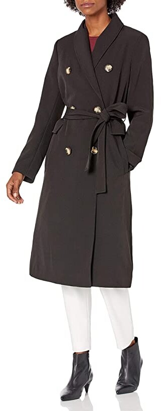 Calvin Klein Womens Breasted Belted Double Weave Trench - ShopStyle Coats
