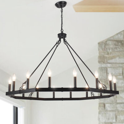 Gracie Oaks Holk 16 - Light Dimmable Wagon Wheel Chandelier