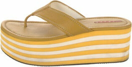 Prada Linea Rossa Leather Whipstitch Trim Flip Flops - ShopStyle