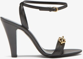 Saint Laurent Maillon Cone-heel Leather Sandals - Black - ShopStyle