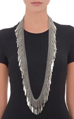 Saint Laurent Feather-Fringe Long Necklace-Colorless