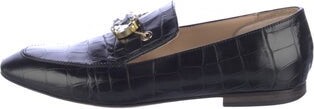 Polly Plume Leather Loafers Blue Round-Toes Unfortunately, due to restrictions, this item may not be eligible for shipping in all areas. | Polly Plume Leather Loafers in Blue, Women's 7