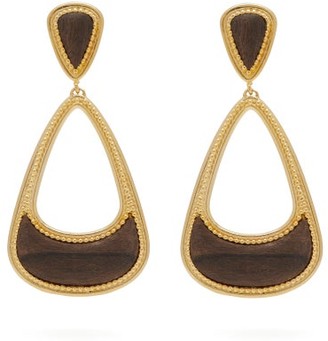 Joelle Kharrat - Pera Gold-plated Wooden Drop Earrings - Gold