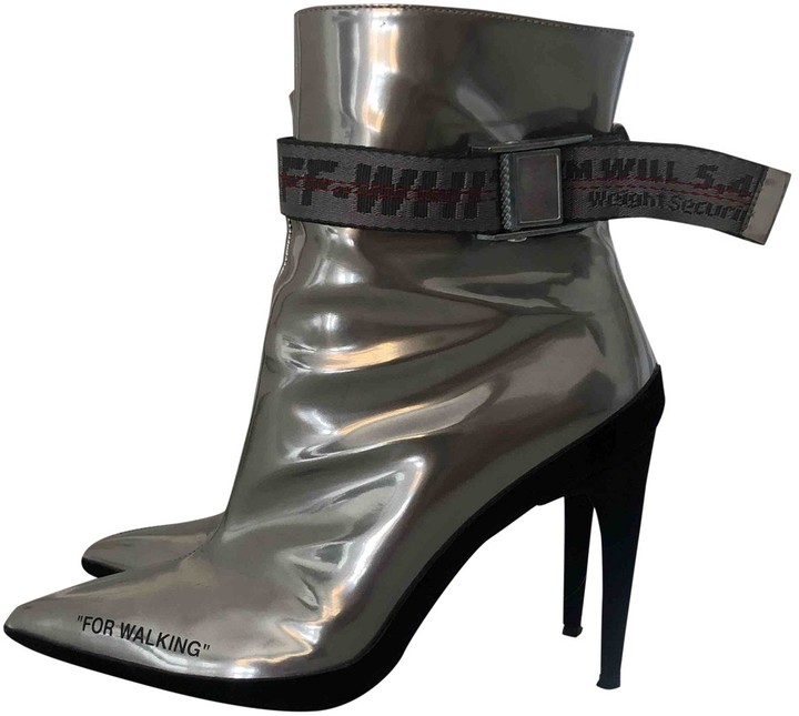 silver patent leather boots