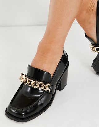 Jeffrey Campbell Lisas chunky heeled shoes with chain detail in black